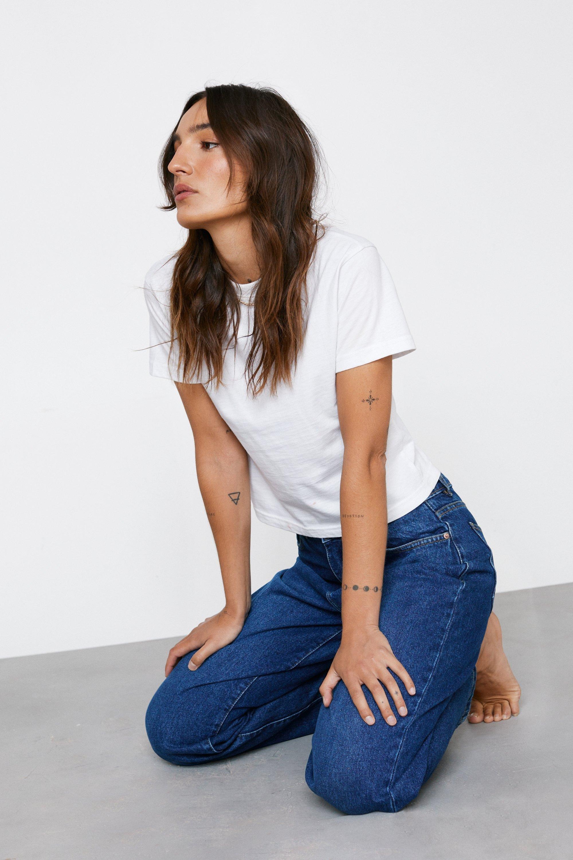 Jean taille top haute pour petite